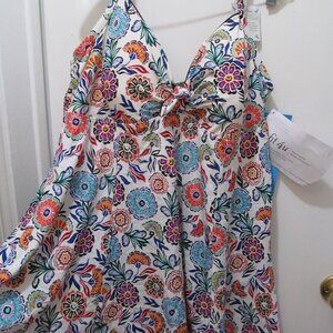 NWT Womens Fit 4U Size 24W Floral Swimsuit Swim Dress Fit 4 UR Thighs $122